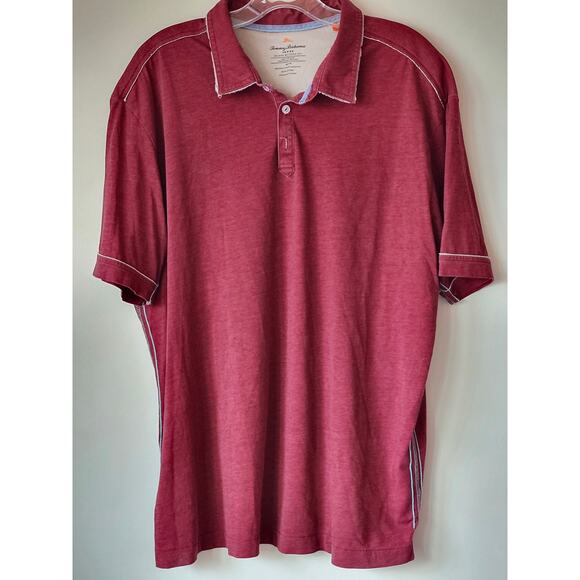 Tommy Bahama Island Modern Fit Golf Red Short Sleeve Polo Shirt Size XL A0013 - Picture 1 of 6